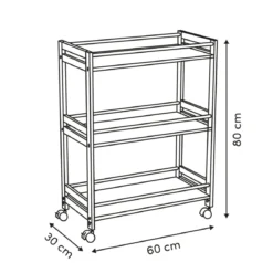 Mobilny wózek kuchenny COME, 3 poziomy, 80 cm