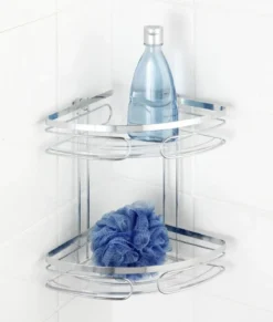 Narożna półka łazienkowa PREMIUM, 2 poziomy - stal nierdzewna, WENKO