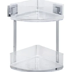Narożna półka łazienkowa QUADRO,Vacuum-Loc pod prysznic, 2 poziomy, WENKO