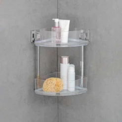 Narożna półka łazienkowa QUADRO,Vacuum-Loc pod prysznic, 2 poziomy, WENKO