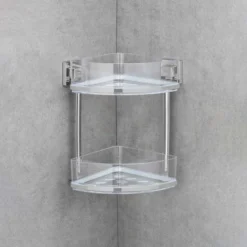 Narożna półka łazienkowa QUADRO,Vacuum-Loc pod prysznic, 2 poziomy, WENKO