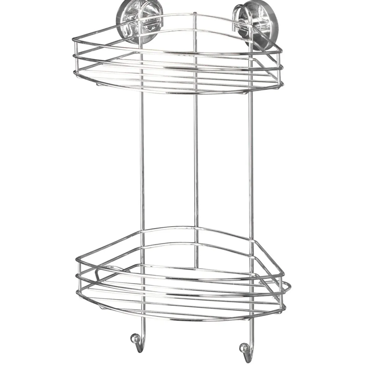 Narożna półka łazienkowa, Vacuum-Loc, 2 poziomy - stal chromowana, WENKO