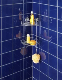 Narożna półka łazienkowa, Vacuum-Loc, 2 poziomy - stal chromowana, WENKO