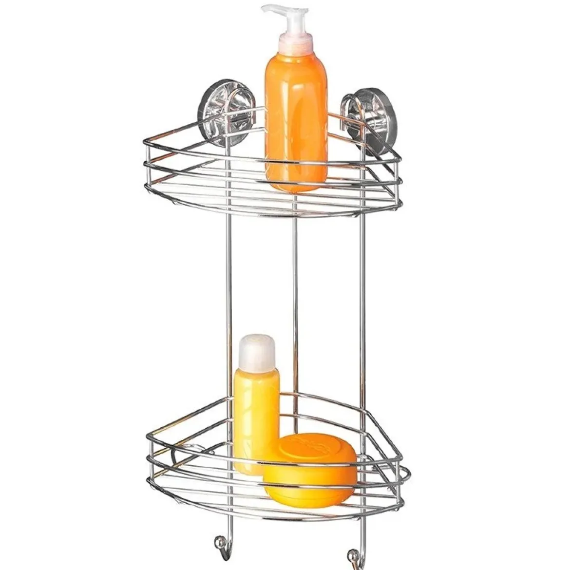 Narożna półka łazienkowa, Vacuum-Loc, 2 poziomy - stal chromowana, WENKO