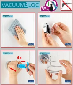 Narożna półka pod prysznic BARI Vacuum-Loc, metalowa, WENKO