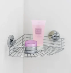 Narożna półka pod prysznic BARI Vacuum-Loc, metalowa, WENKO