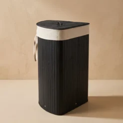 Narożny kosz na pranie ARCO, bambus, 60 l