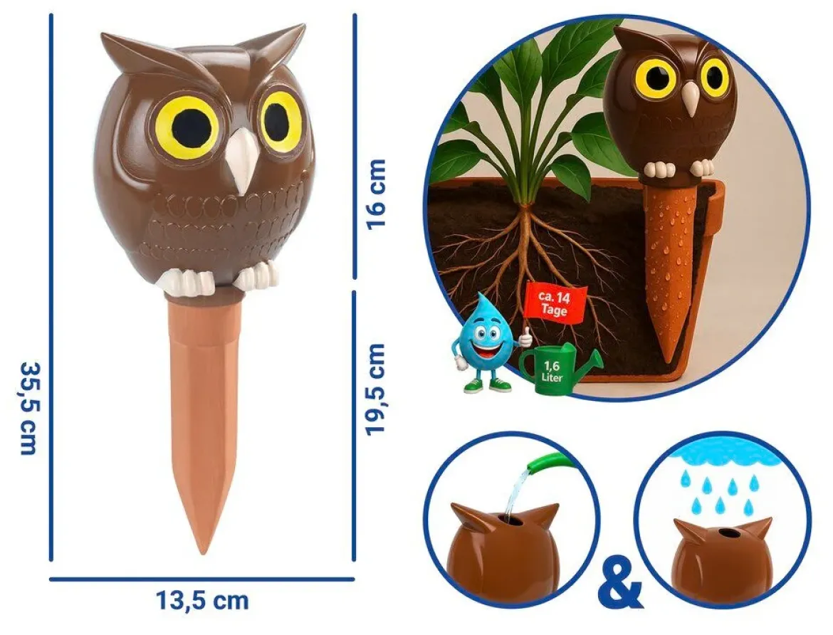 Nawadniacz ceramiczny do kwiatów 1600 ml, sowa