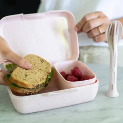 Śniadaniówka z przegródkami CANDY READY + zestaw sztućców, 4 elementy, KOZIOL