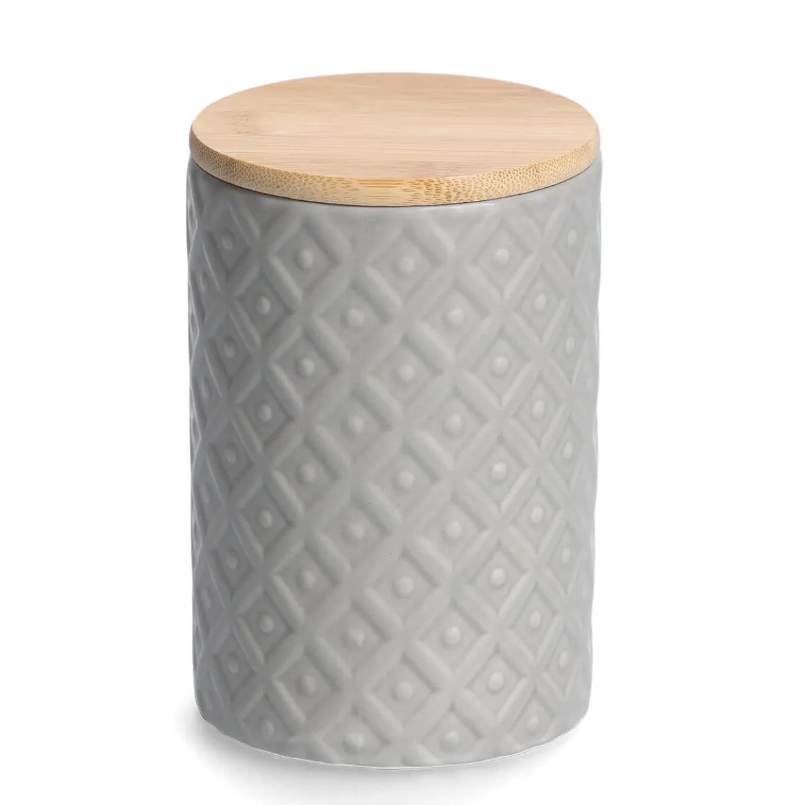 Żłobiony, ceramiczny słoik z wieczkiem, na produkty sypkie, 770 ml