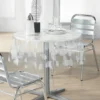 Obrus okrągły transparentny FEUILLE WHITE, Ø 140 cm, motyw liści