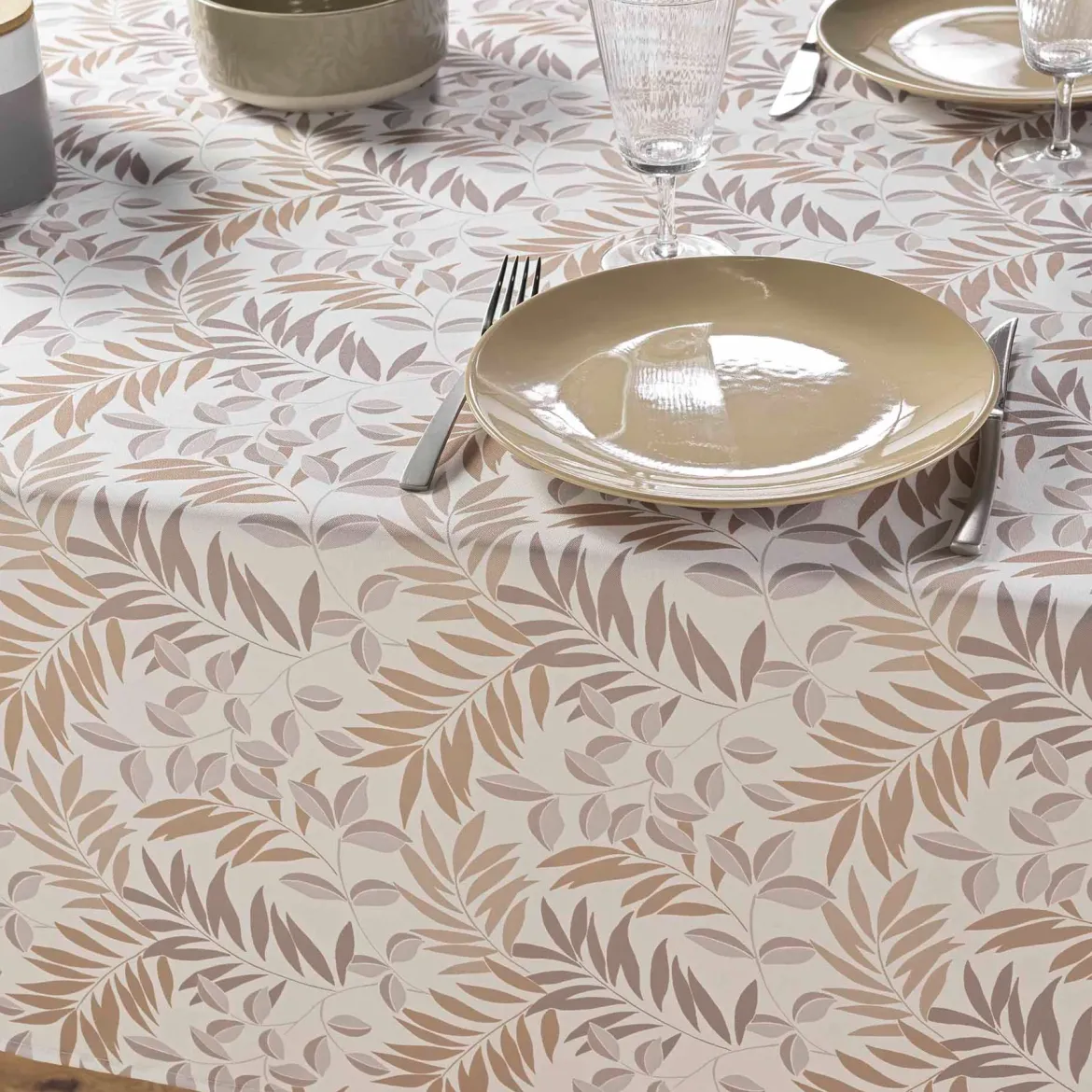 Obrus plamoodporny w listki, 145 x 240 cm, NEDELIA