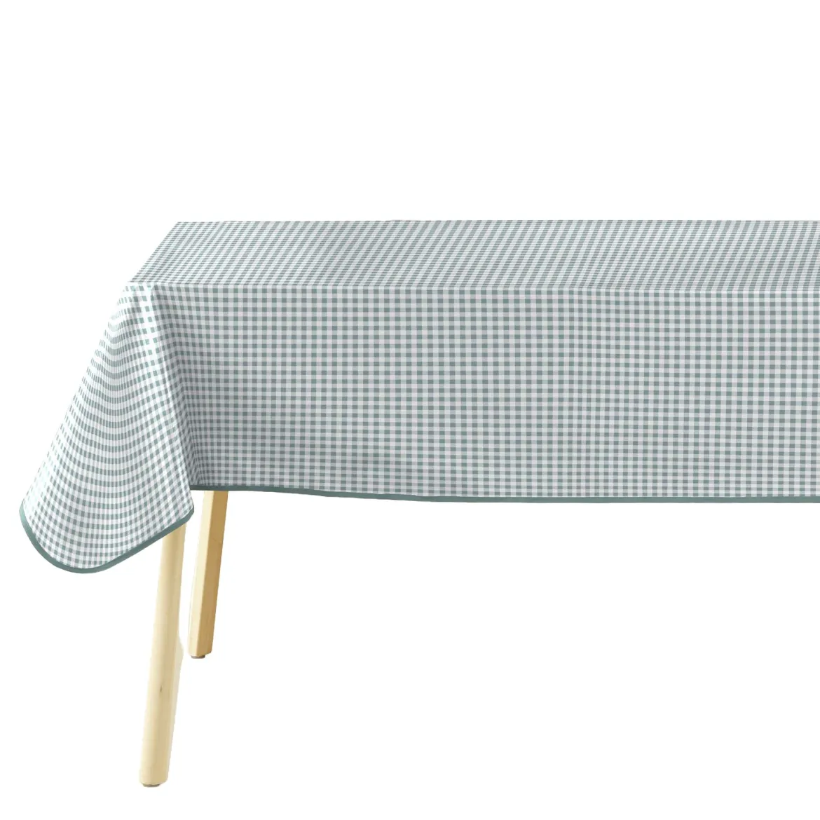 Obrus prostokątny MINI VICHY SAUGE, 140 x 240 cm, szałwiowa krateczka