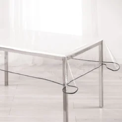 Obrus prostokątny transparentny GARDEN B, 140 x 240 cm, grafitowe obszycie