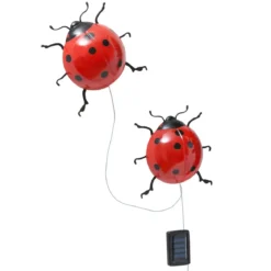Ogrodowe lampki solarne, biedronki LED, 2 sztuki, 20 cm