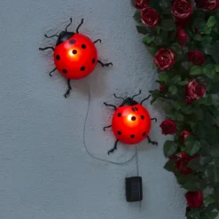 Ogrodowe lampki solarne, biedronki LED, 2 sztuki, 20 cm