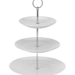 Okrągła patera na ciasta, torty, owoce - 3-poziomy, ceramiczna