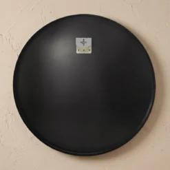 Okrągłe lustro ścienne w metalowej ramie, Ø 70 cm, czarne