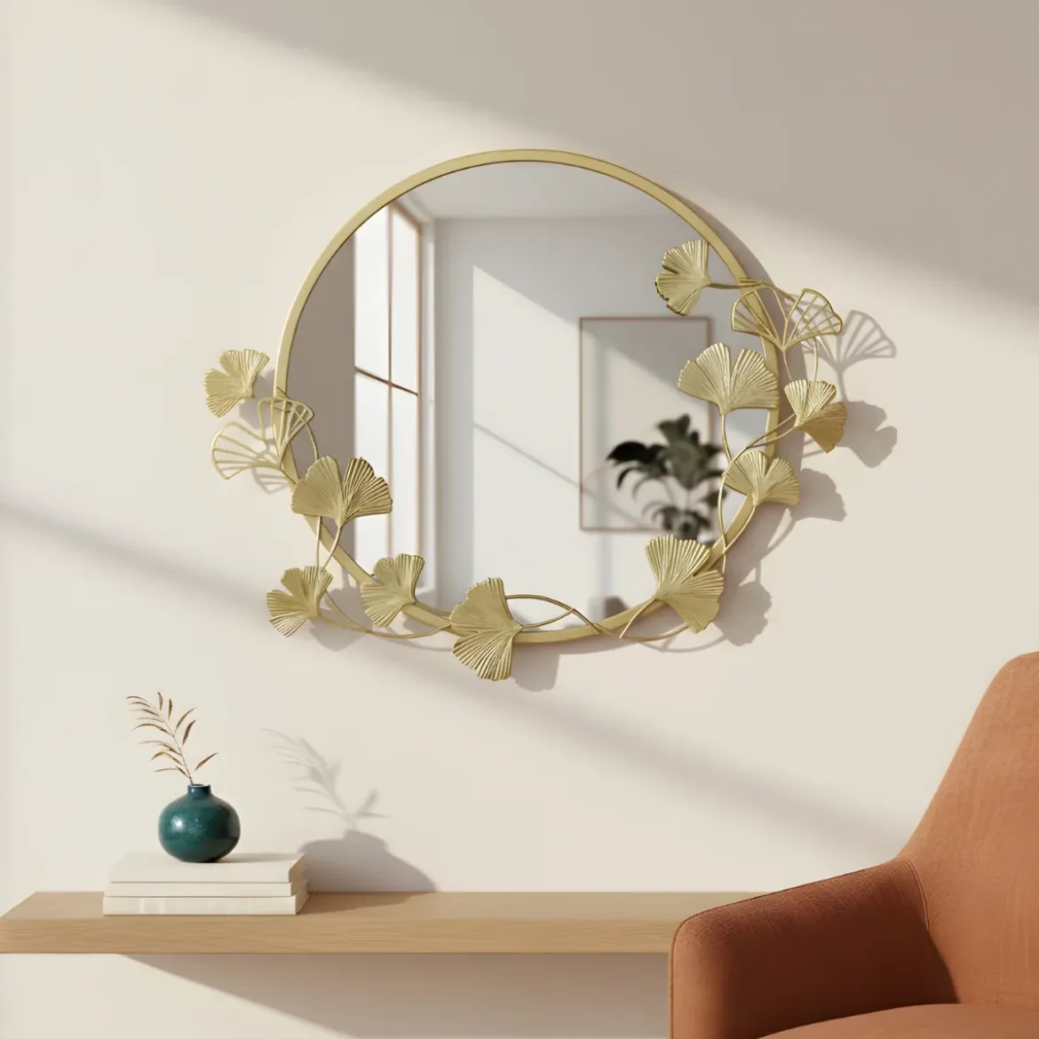 Okrągłe lustro ścienne z ozdobną ramą SOL, Ø 50 cm