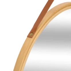 Okrągłe lustro w bambusowej ramie LOBEE, Ø 38 cm