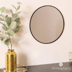 Okrągłe lustro w metalowej ramie, Ø 38 cm