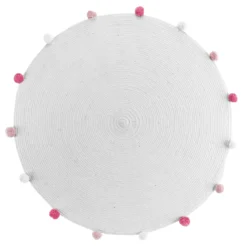 Okrągły dywanik z pomponami POMPOMPARTY, Ø 90 cm