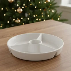 Okrągły półmisek do przekąsek z przegródkami i miescem na dip, Ø 19,5 cm