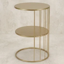 Okrągły stolik kawowy z metalu, z półką RODA, 52 cm
