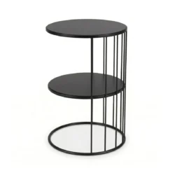 Okrągły stolik kawowy z metalu, z półką RODA, 52 cm