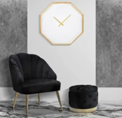 Ośmiokątny zegar na ścianę w stylu glamour, Ø 56 cm