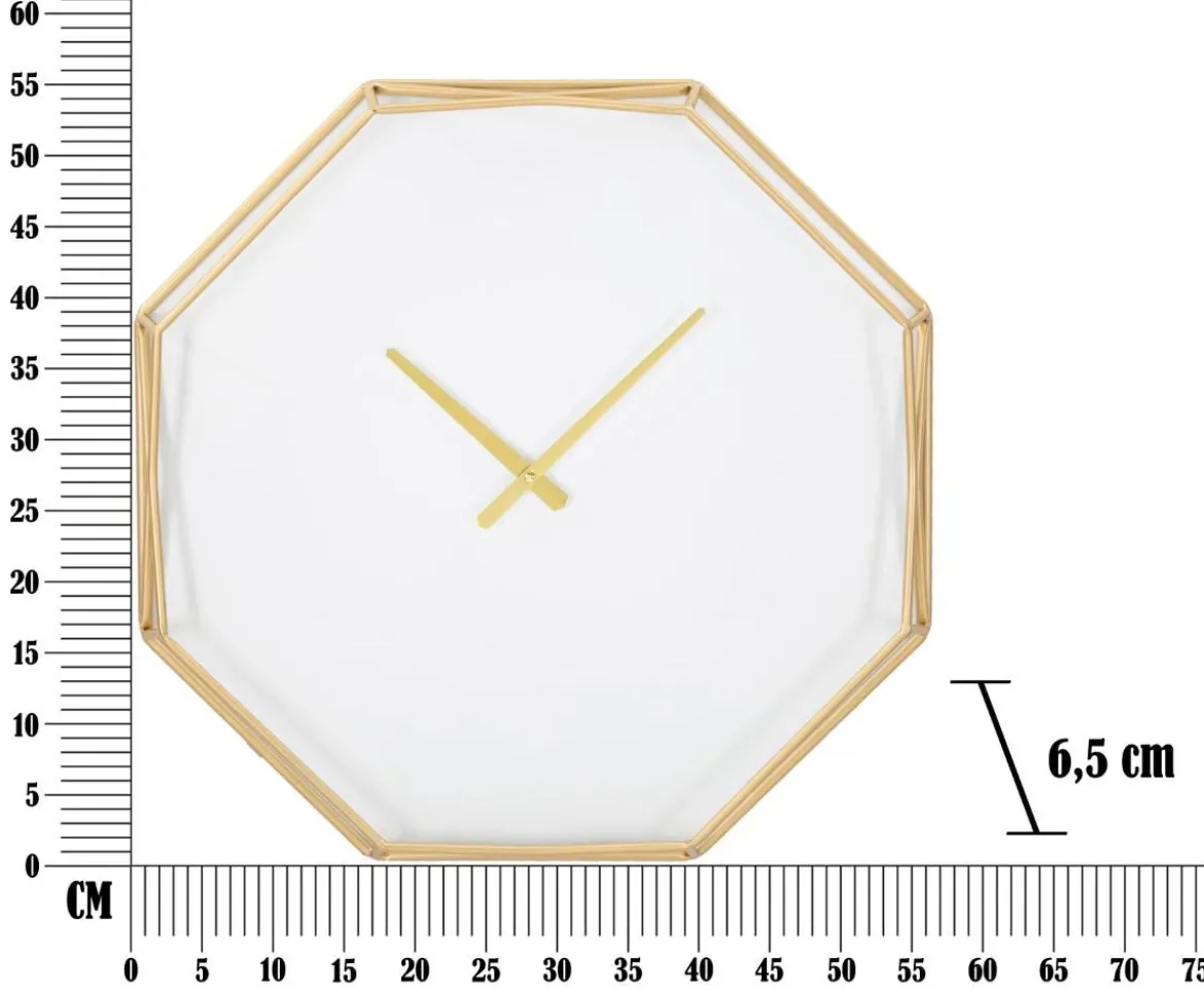 Ośmiokątny zegar na ścianę w stylu glamour, Ø 56 cm
