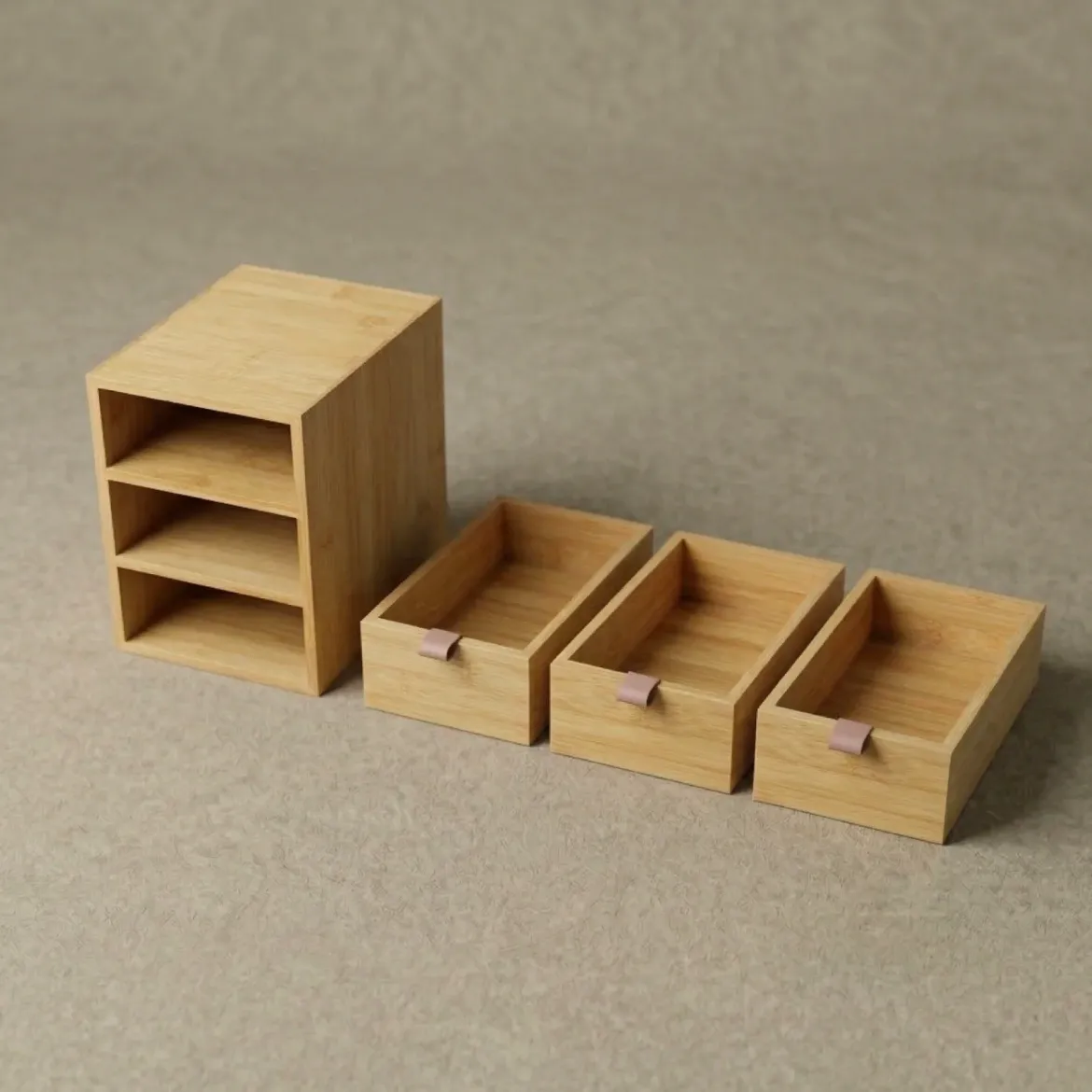 Organizer bambusowy z 3 szufladkami NILA, 21 cm