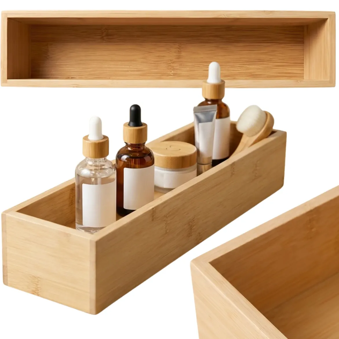 Organizer biurkowy bambusowy, 38 x 8 x 7 cm