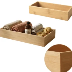 Organizer biurkowy bambusowy, 15 x 38 x 7 cm