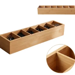 Organizer biurkowy bambusowy, 38 x 8 x 7 cm