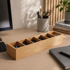 Organizer biurkowy bambusowy, 38 x 8 x 7 cm