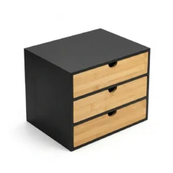 Organizer biurowy HEGO z 3 szufladkami, bambusowy, 25 x 31 x 25 cm