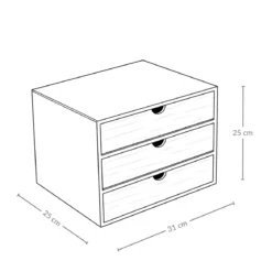 Organizer biurowy HEGO z 3 szufladkami, bambusowy, 25 x 31 x 25 cm