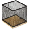 Organizer na biurko, bambus/metal, 10 x 10 x 10 cm