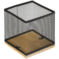 Organizer na biurko, bambus/metal, 10 x 10 x 10 cm
