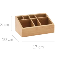 Organizer na kosmetyki bambusowy, naturalny, 17 x 10 x 8 cm