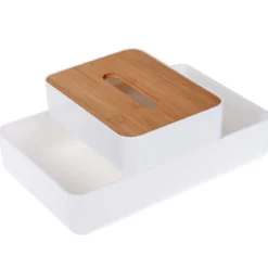 Organizer na kosmetyki z bambusowym wieczkiem, 26 x 17 cm