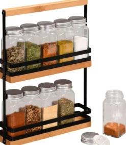 Organizer na przyprawy, szklane pojemniczki 100 ml
