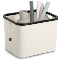 Organizer tekstylny kremowy ZELLER, bambus, 40 x 33 x 30 cm