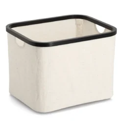 Organizer tekstylny kremowy ZELLER, bambus, 40 x 33 x 30 cm