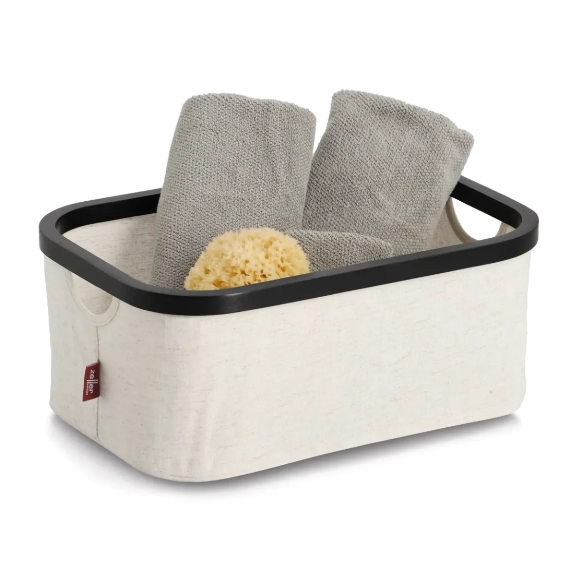 Organizer tekstylny kremowy ZELLER, bambus, 38 x 26 x 16 cm