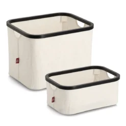 Organizer tekstylny kremowy ZELLER, bambus, 38 x 26 x 16 cm
