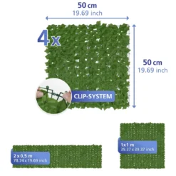 Osłona ogrodowa sztuczny bluszcz, odporna na UV, 1 x 1 m