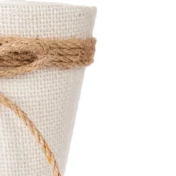 Osłonka na doniczkę pleciona z jutową kokardą, Ø 13 cm