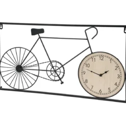 Ozdoba ścienna metalowa rower retro i zegar, 60 x 32 x 5 cm